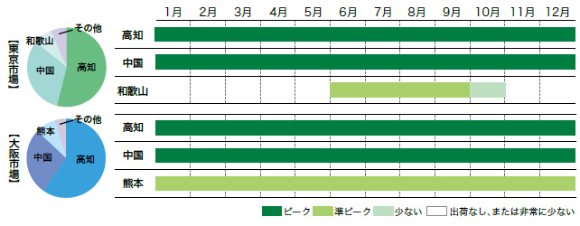 しょうが市場シェアと出回り時期