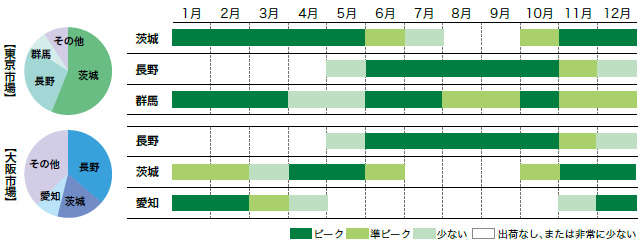 はくさいの市場シェアと出回り時期