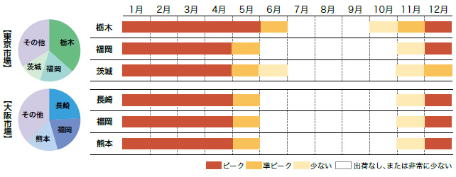 いちごの市場シェアと出回り時期