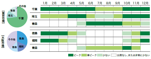 かぶの市場シェアと出回り時期