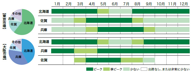 たまねぎの市場シェアと出回り時期